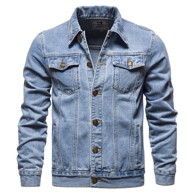 Chaqueta de cuero clásica con bolsillos