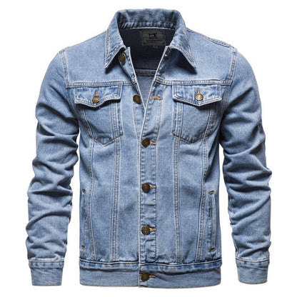 Chaqueta de cuero clásica con bolsillos