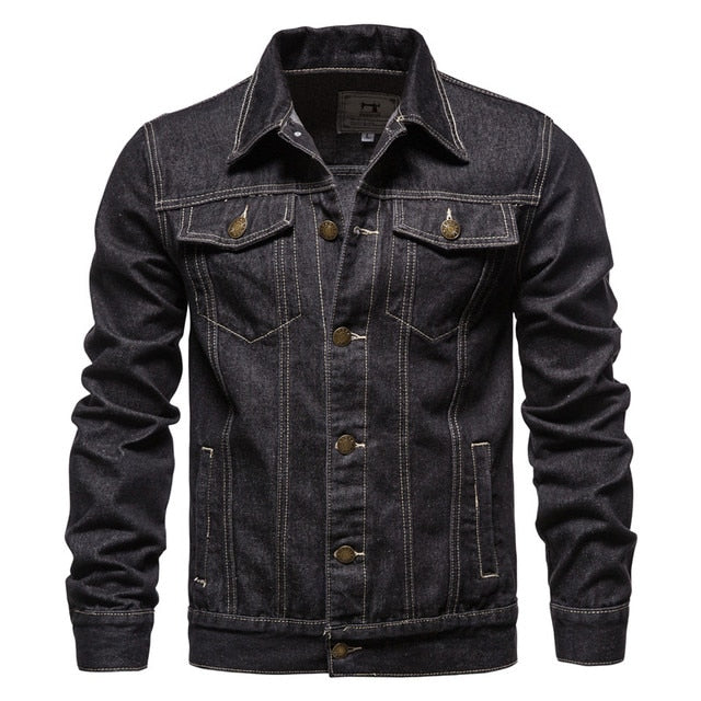 Chaqueta de cuero clásica con bolsillos