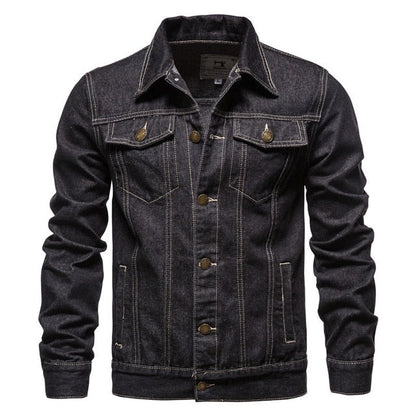Chaqueta de cuero clásica con bolsillos