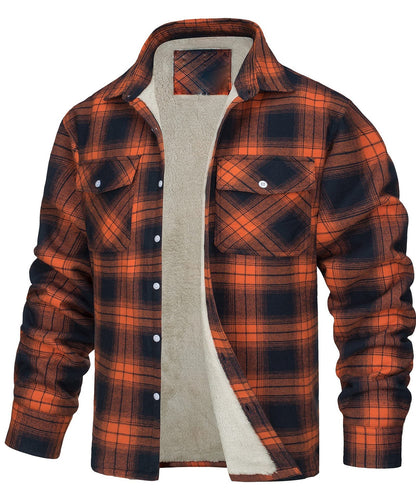 Chaqueta de cuadros abrigada con cierre para hombre