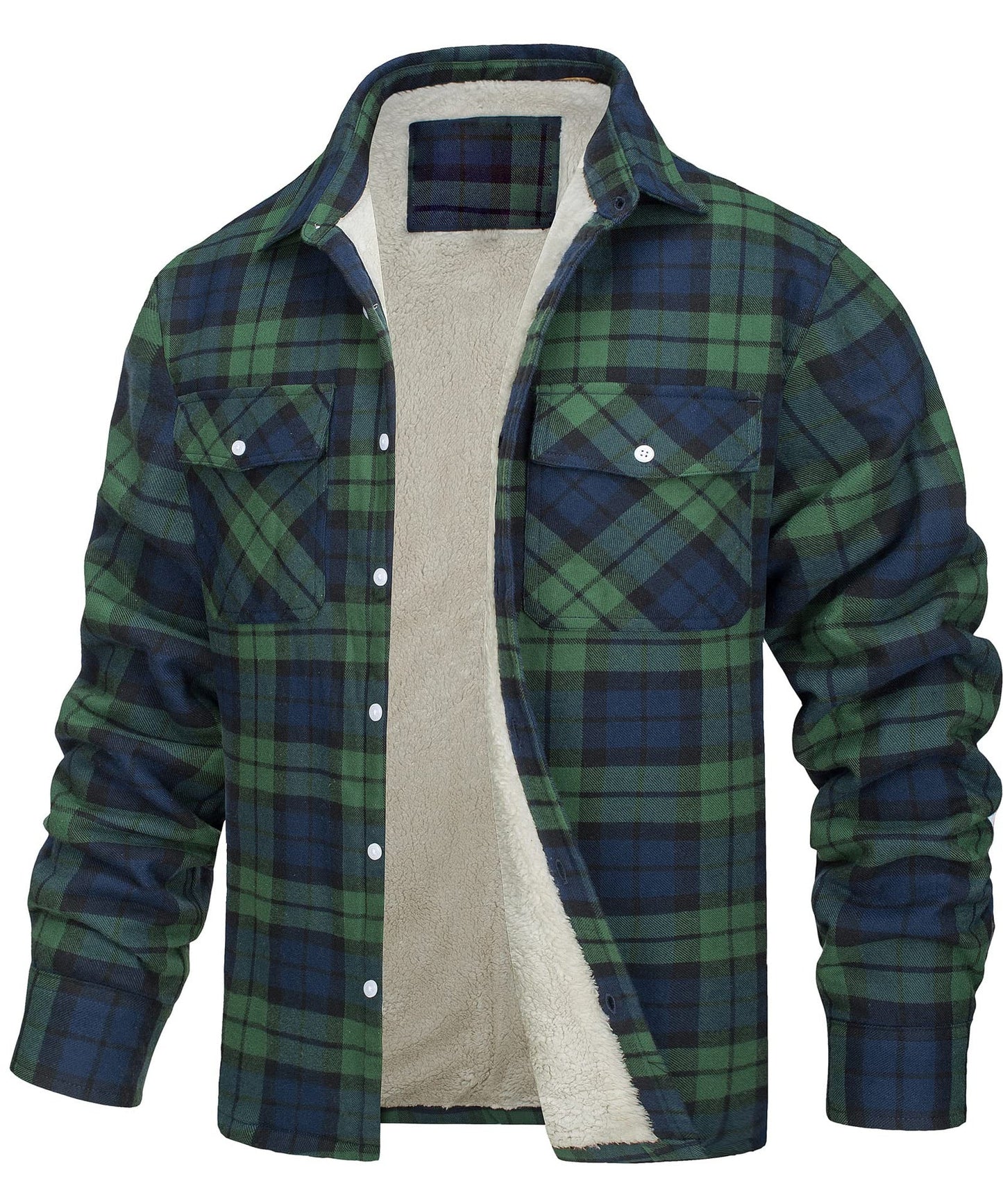 Chaqueta de cuadros abrigada con cierre para hombre