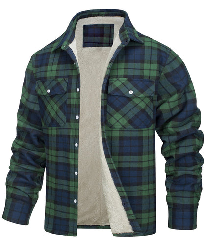 Chaqueta de cuadros abrigada con cierre para hombre
