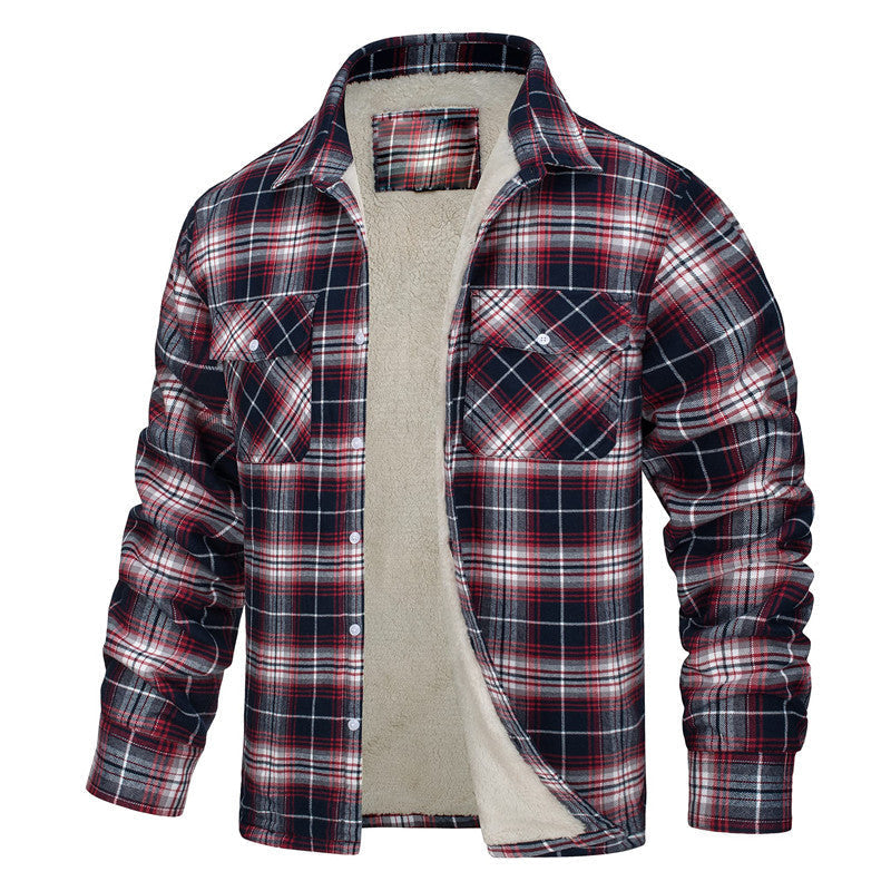Chaqueta de cuadros abrigada con cierre para hombre