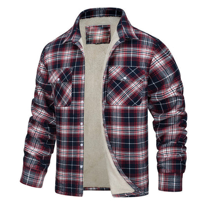 Chaqueta de cuadros abrigada con cierre para hombre