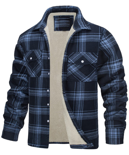 Chaqueta de cuadros abrigada con cierre para hombre