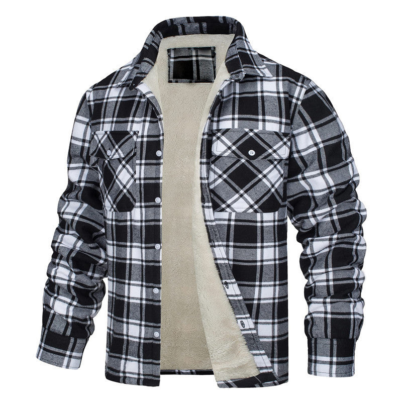 Chaqueta de cuadros abrigada con cierre para hombre