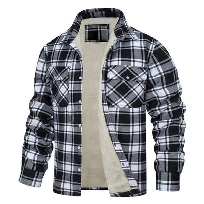 Chaqueta de cuadros abrigada con cierre para hombre