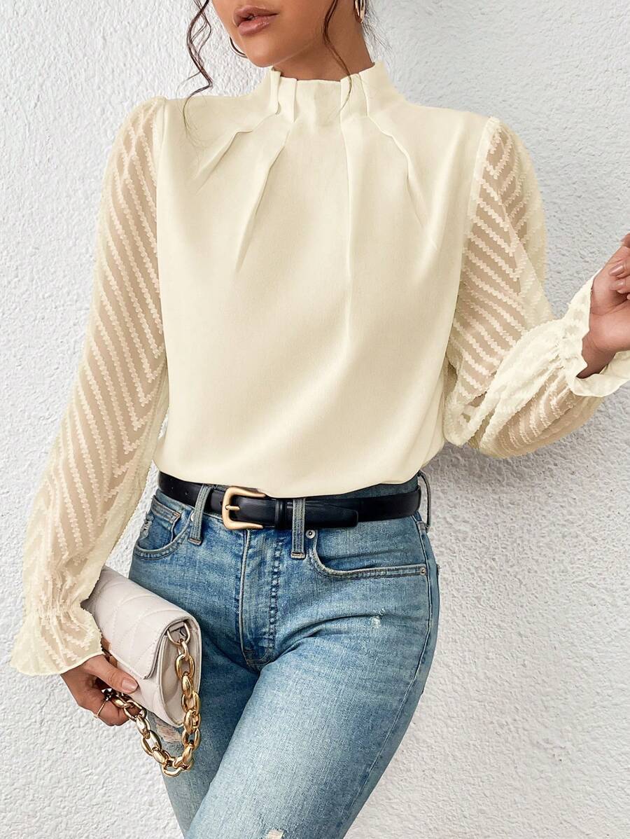 Blusa de mujer manga transparente sofisticada