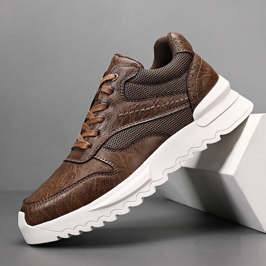 Zapatillas deportivas hombre cuero sintético suela gruesa → Zapatillas running hombre cuero fuerte suela resistente - Vestiria
