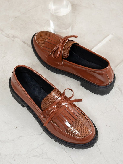 Mocasines Mujer Brillantes con Lazo Elegante