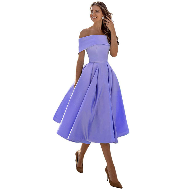 Vestido de Fiesta Satén Sin Tirantes Elegante