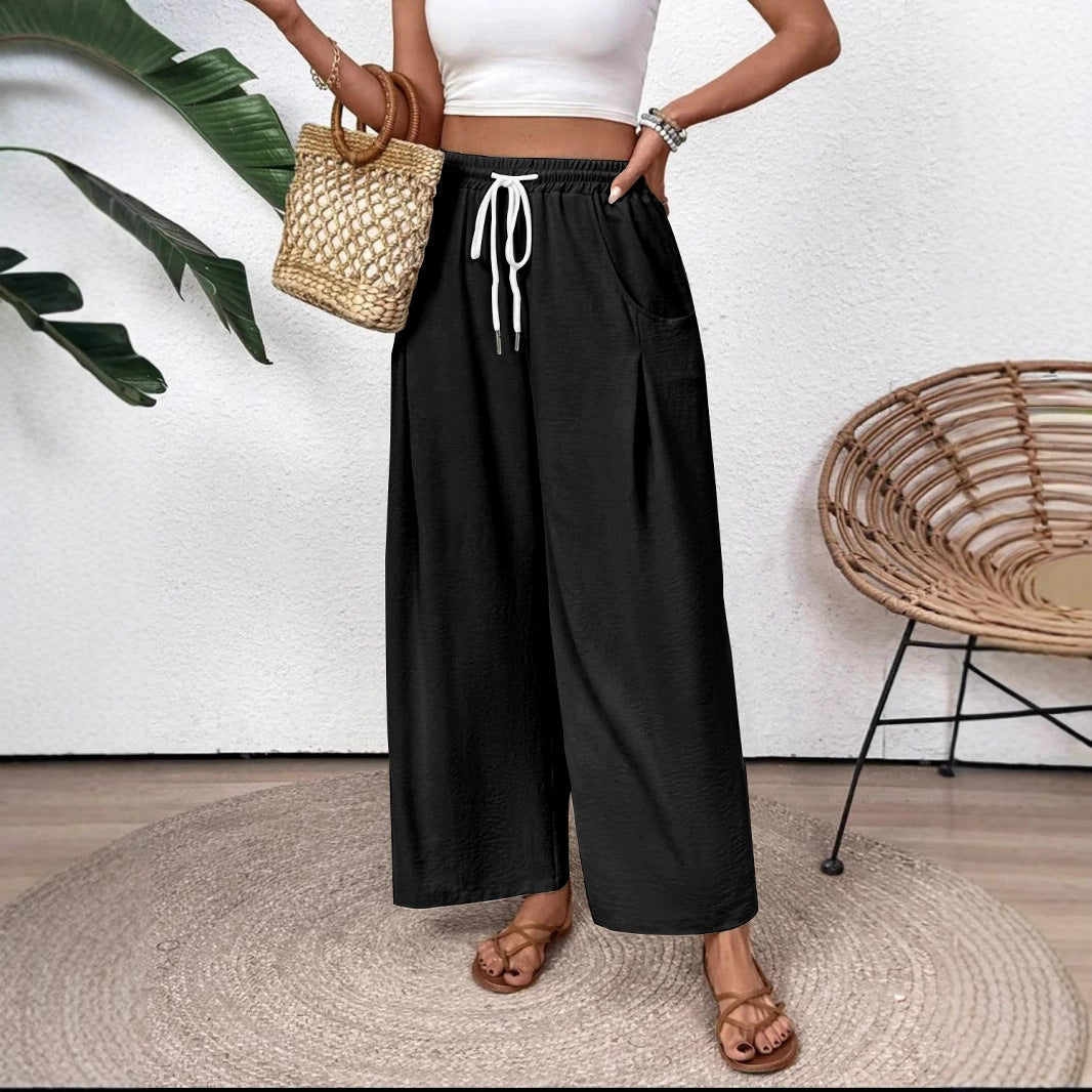 Pantalón Ancho Cómodo con Cinturón Adjustible