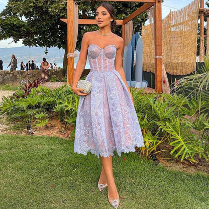 Vestido Midi Elegante Corsé Mujer