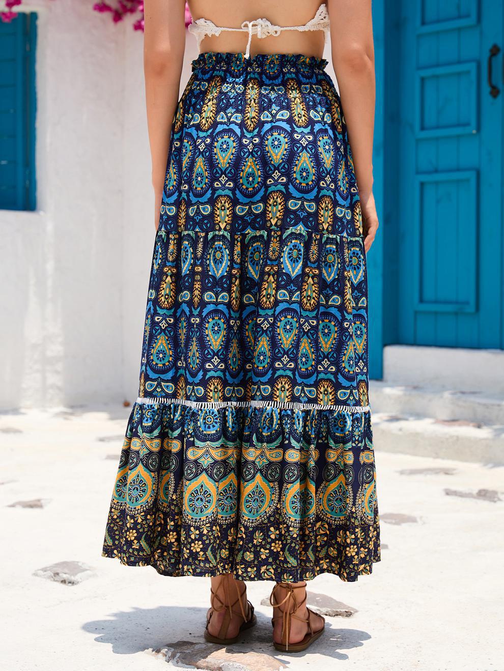 Falda Boho Chic Mujer Cintura Alta Estilo Libre