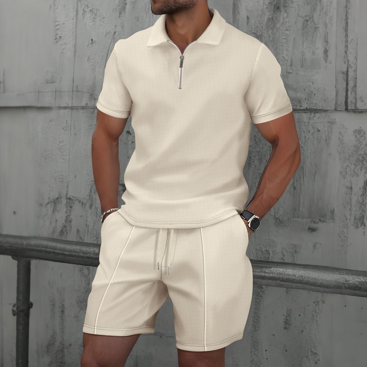 Polo y shorts hombre deportivo cómodo