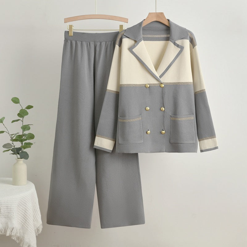 Traje chaqueta y pantalón amplio elegante