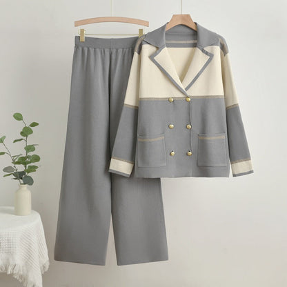 Traje chaqueta y pantalón amplio elegante