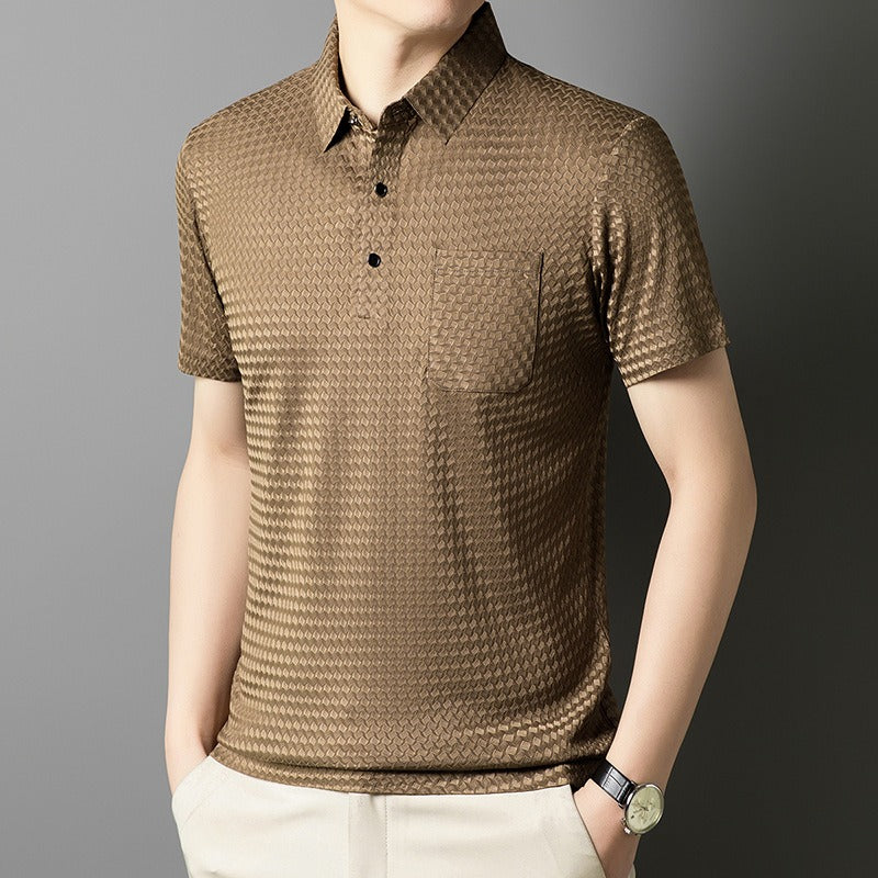 Polo Hombre Diseño Geométrico Bolsillo