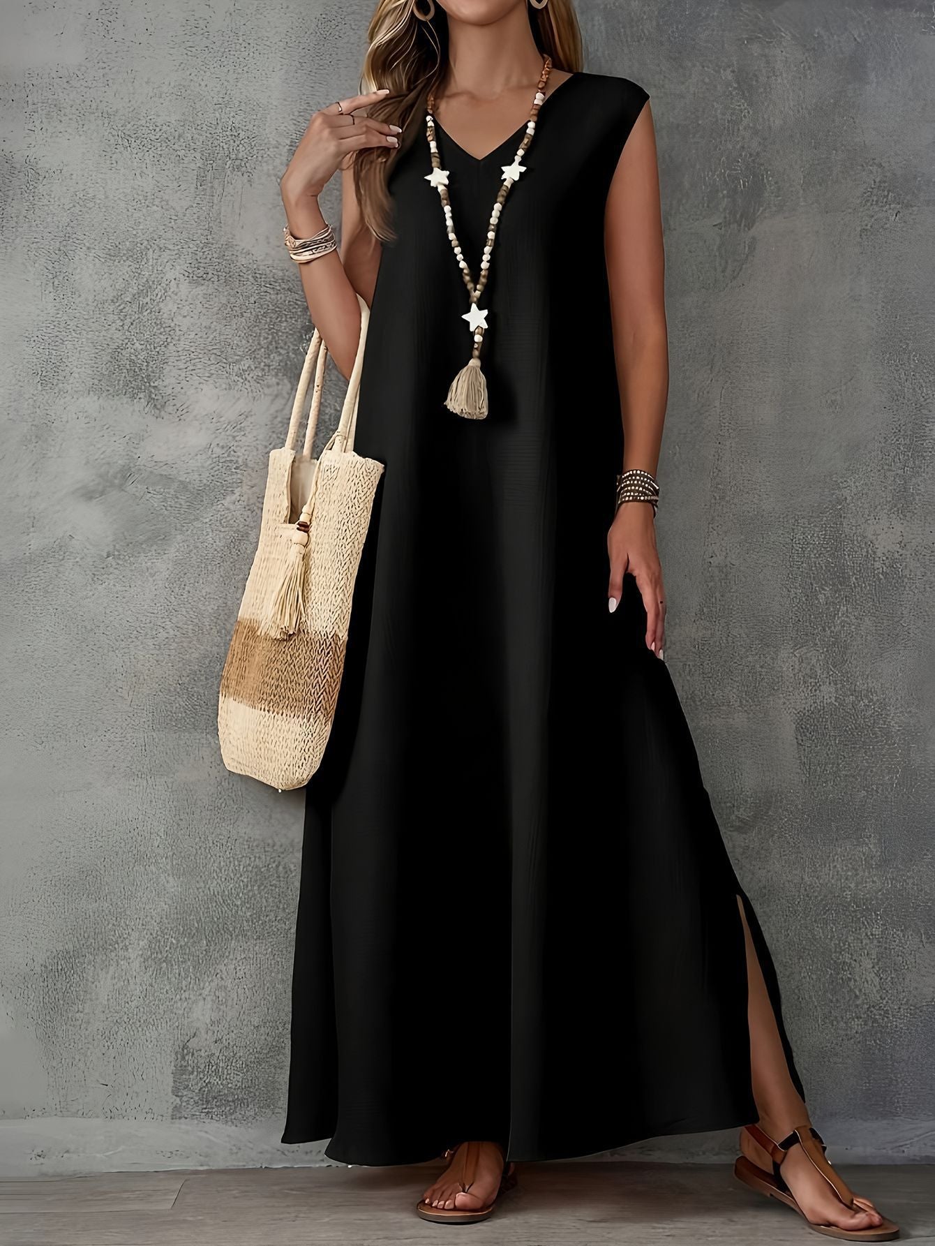 Vestido Largo Sin Mangas Elegante - Vestiria