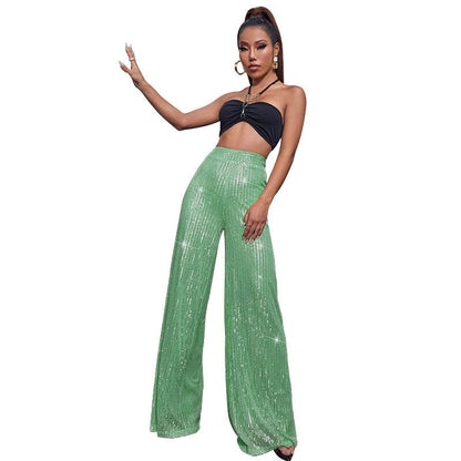 Pantalón de fiesta brillante cintura alta
