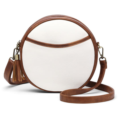 Bolso Mujer Cuero Genuino Estilo Clásico Redondo