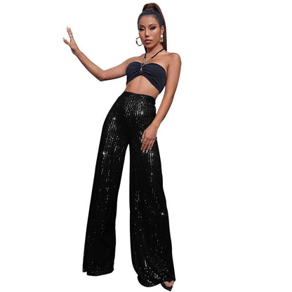 Pantalón de fiesta brillante cintura alta