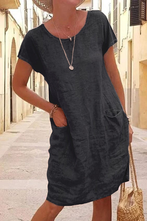 Vestido de Lino Fresco con Bolsas