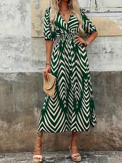 Vestido Fiesta Estampado Geométrico Elegante