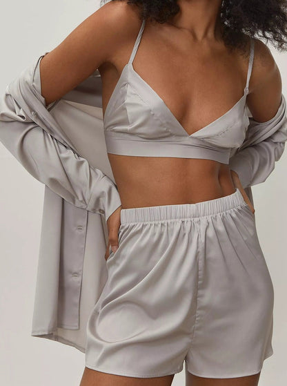 Conjunto Pijama Mujer 3 Piezas Suave - Vestiria