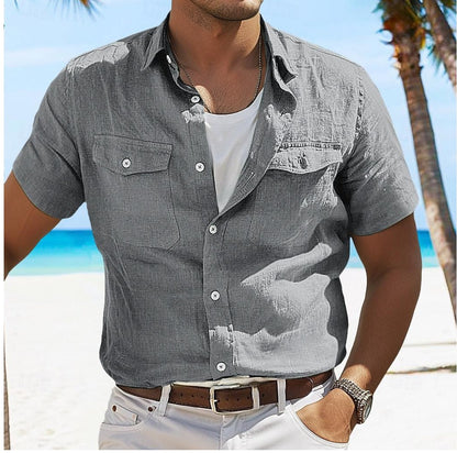 Camisa Lino Hombre Clásica Verano Ligera