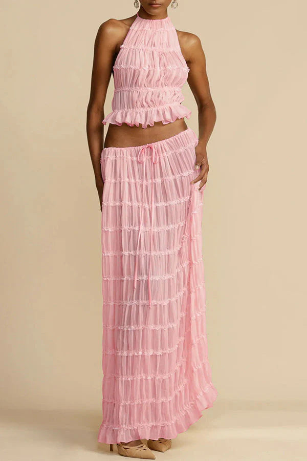 Traje de verano ajustado con top y falda ceñida