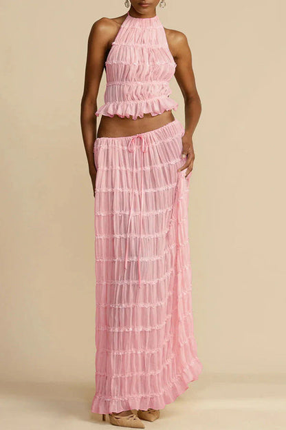 Traje de verano ajustado con top y falda ceñida