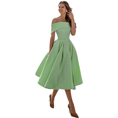 Vestido de Fiesta Satén Sin Tirantes Elegante