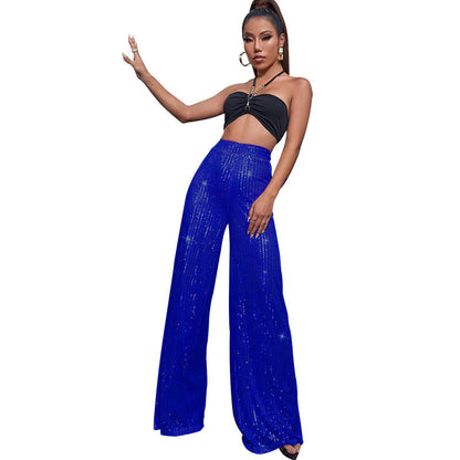 Pantalón de fiesta brillante cintura alta