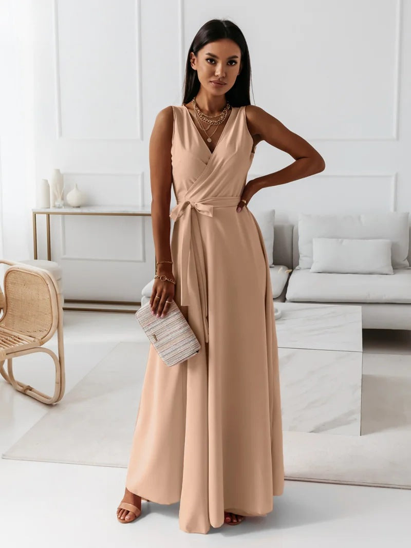 Vestido Mujer Largo Sencillo Cuello en V