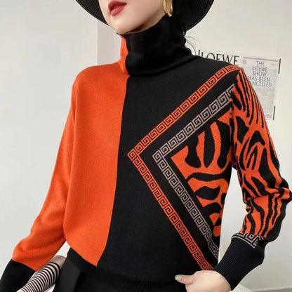 Jersey Mujer Estampado Cuello Alto Elegante - Vestiria