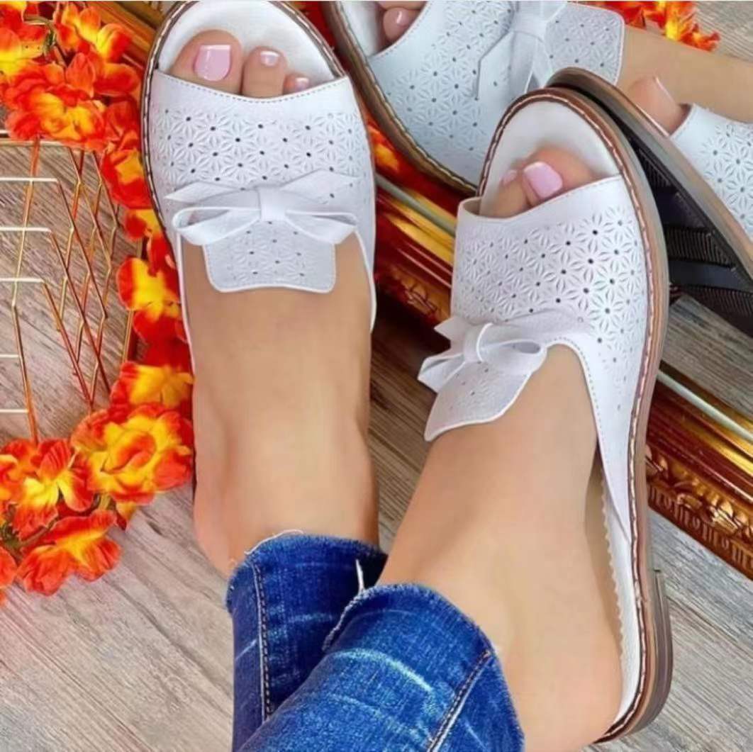 Pantuflas Mujer Perforadas con Lazo Elegantes - Vestiria