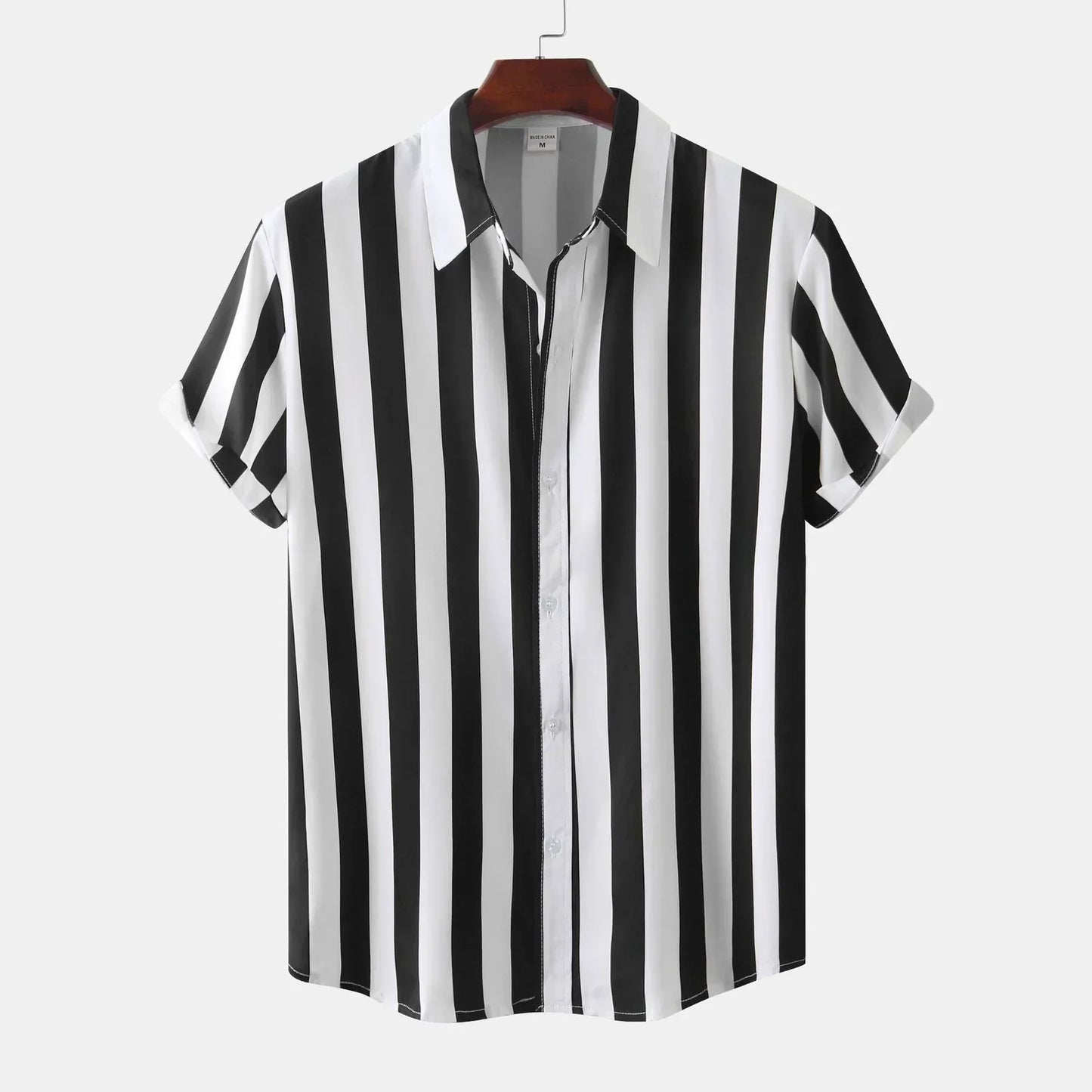 Camisa Hombre Rayas Manga Corta Clásica