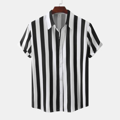 Camisa Hombre Rayas Manga Corta Clásica