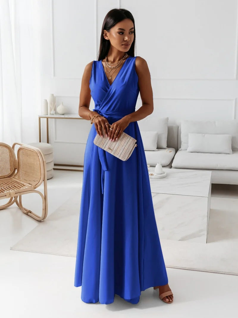 Vestido Mujer Largo Sencillo Cuello en V