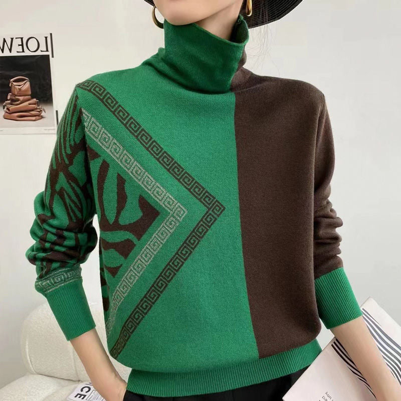 Jersey Mujer Estampado Cuello Alto Elegante
