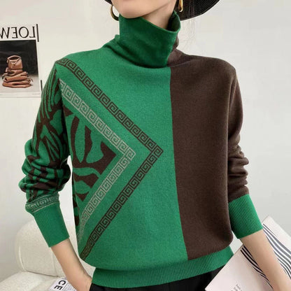 Jersey Mujer Estampado Cuello Alto Elegante