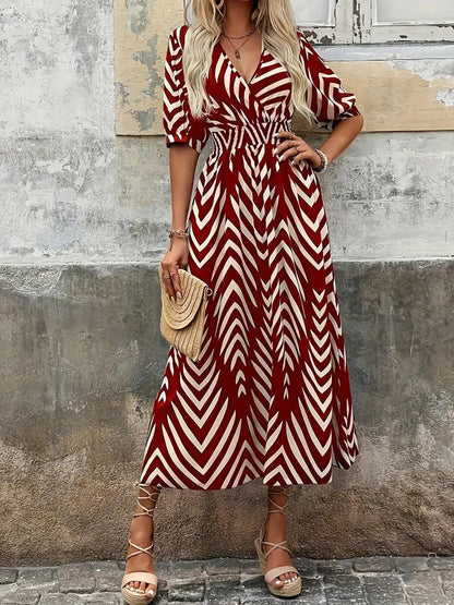 Vestido Fiesta Estampado Geométrico Elegante