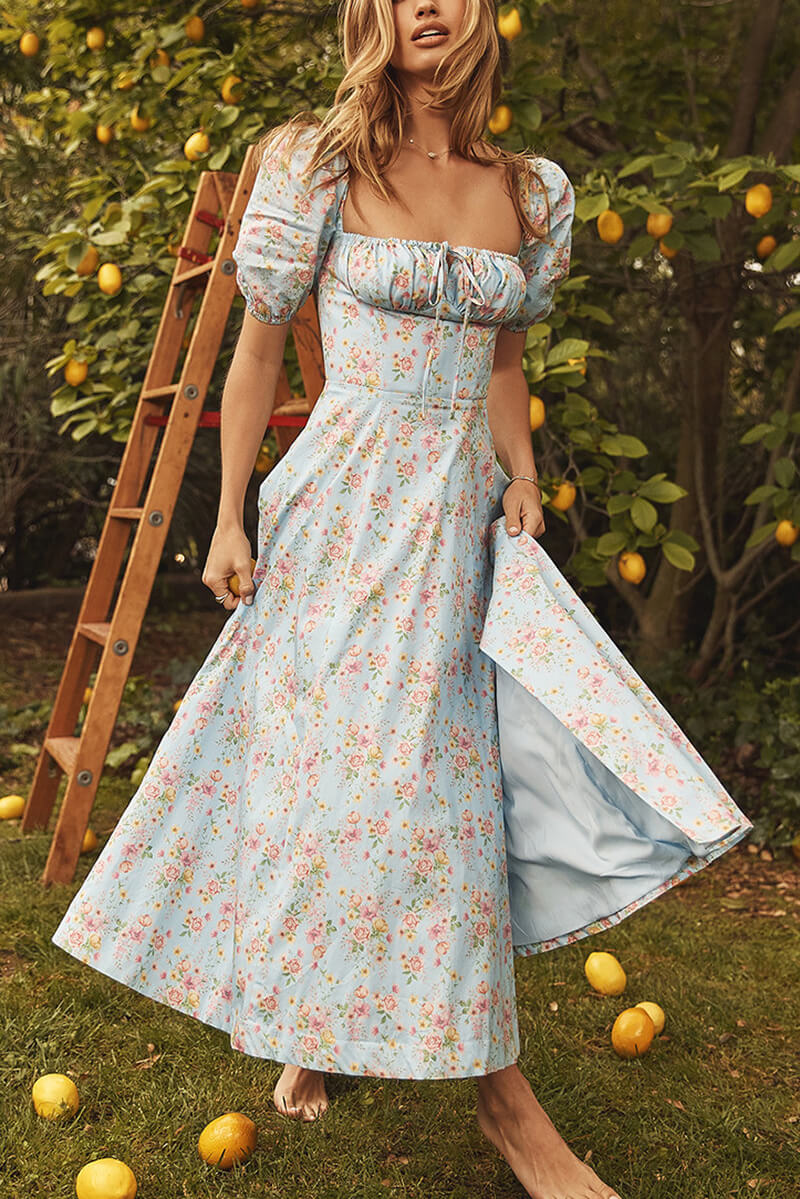 Vestido Midi Elegante Mangas Voladas
