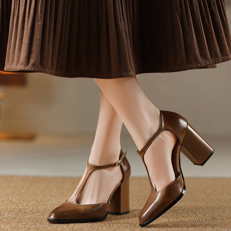 Zapatos de Tacón Alto Mujer Estilo Vintage Clásico
