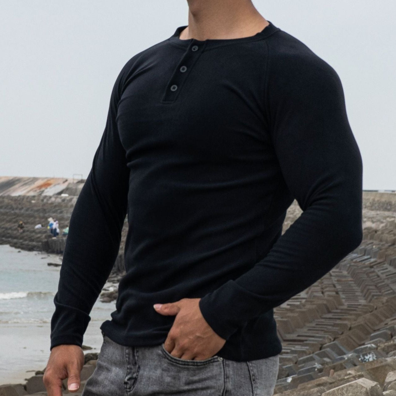 Camiseta Hombre Manga Larga Slim Clásica