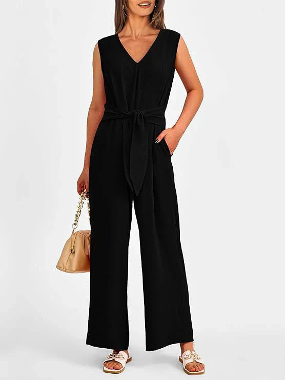 Pantalón Ancho Cinturón Elástico Elegante Mujer
