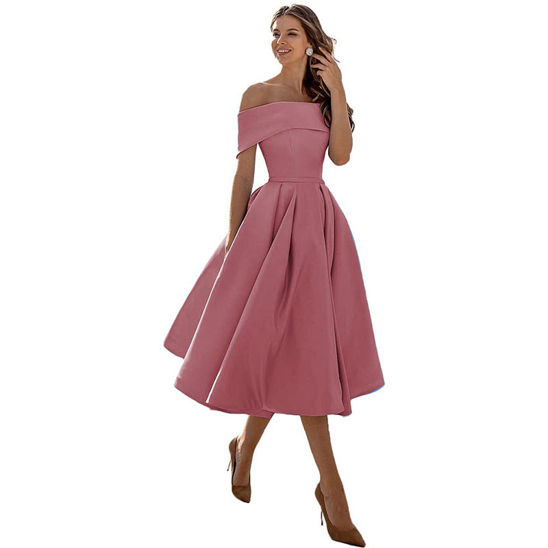 Vestido de Fiesta Satén Sin Tirantes Elegante - Vestiria