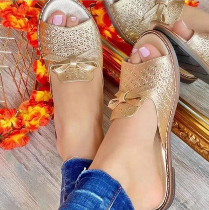 Pantuflas Mujer Perforadas con Lazo Elegantes